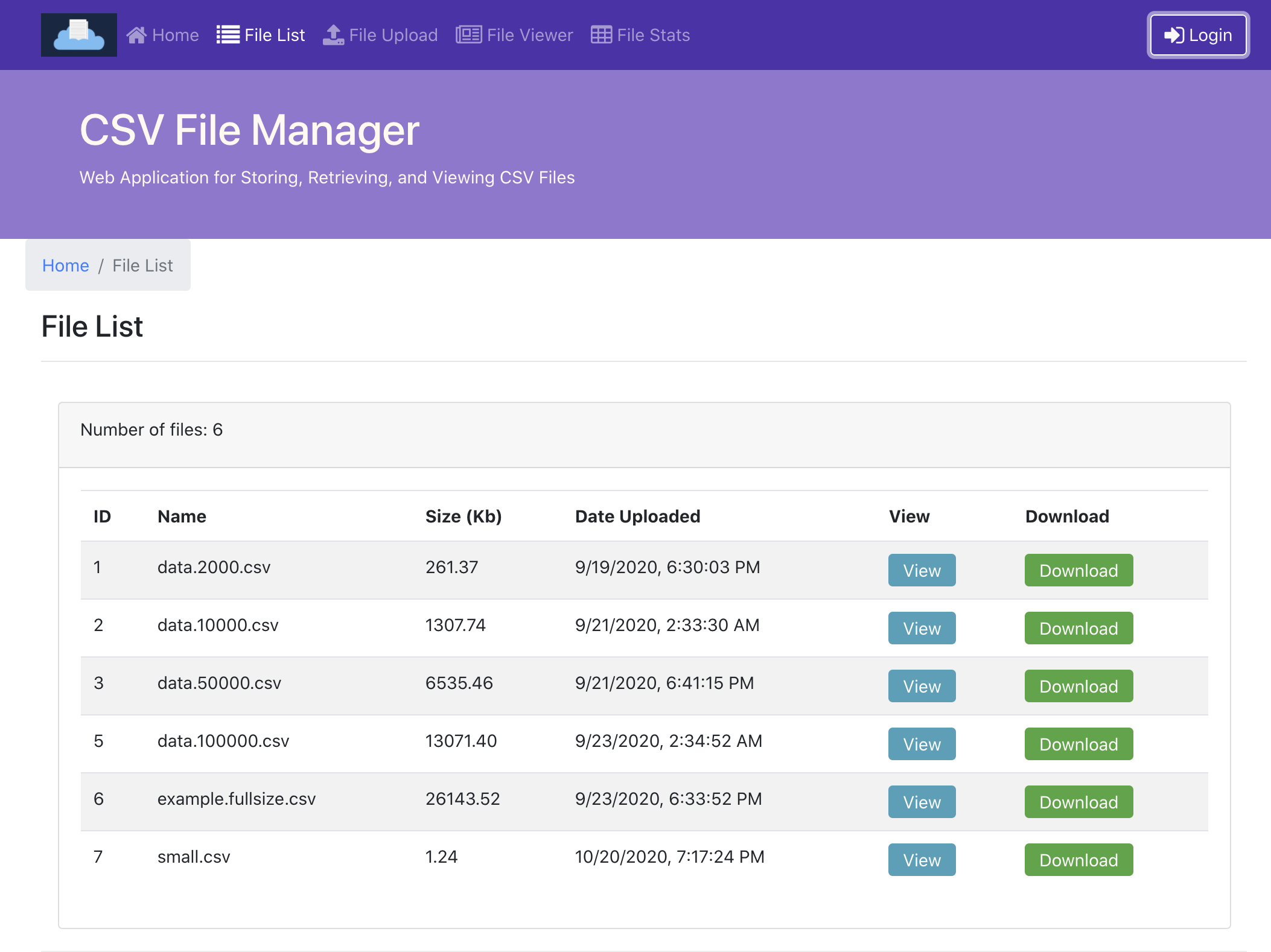 Screen shot of CSV Manager application